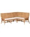 Baxton Studio Baako Bohemian Rattan 2pc Dining Nook Bench Set