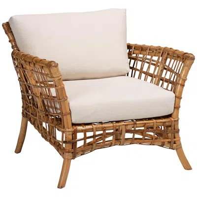 Baxton Studio Babette Natural Brown Rattan Arm Chair