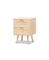 Baxton Studio Baird Mid-century Modern Wood And Rattan 2 Drawer Nightstand In Oak Brown