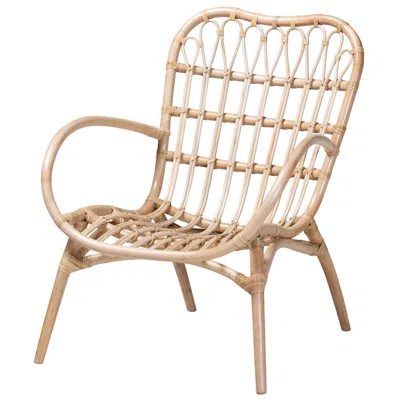 Baxton Studio Bajo 28 3/4" Wide Bohemian Rattan Arm Chair In Brown