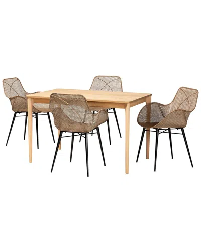 Baxton Studio Ballerina Modern Bohemian Rattan 5pc Dining Set