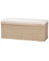 Baxton Studio Barid Braided Rattan Storage Bench With Cushioned Lift-top Lid In Neutral