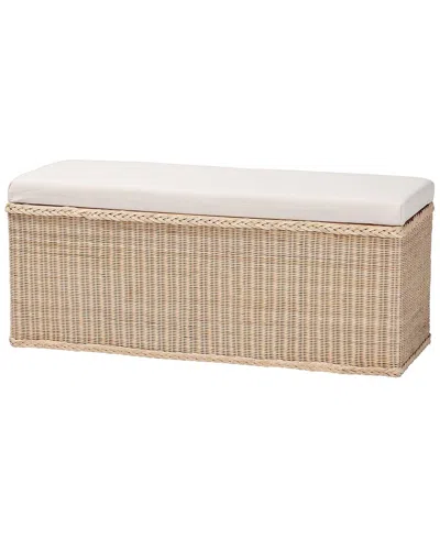 Baxton Studio Barid Braided Rattan Storage Bench With Cushioned Lift-top Lid In Neutral