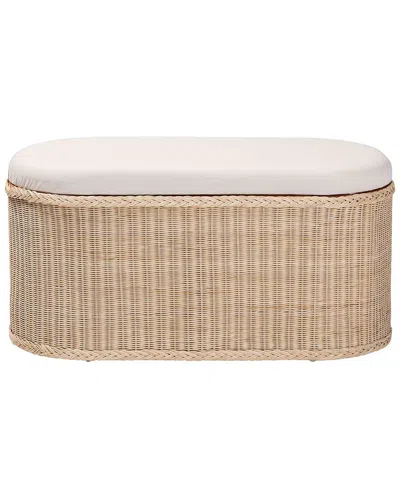 Baxton Studio Barid Braided Rattan Storage Bench With Cushioned Lift-top Lid