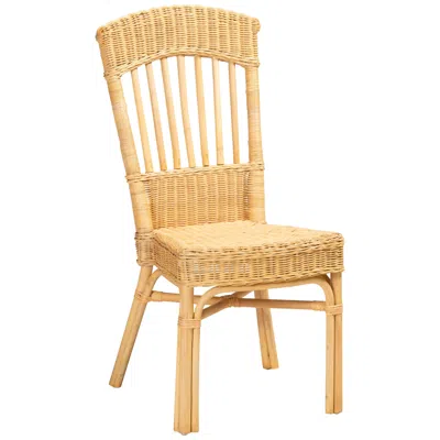 Baxton Studio Barito Natural Brown Rattan Dining Chair In Yellow