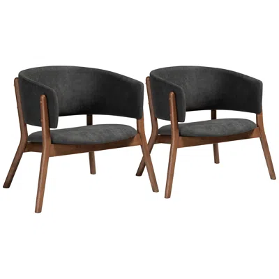 Baxton Studio Baron Dark Gray Fabric Accent Chairs Set Of 2 In Black