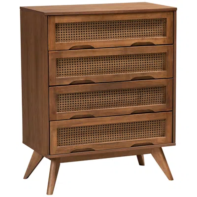 Baxton Studio Barrett 30" Wide Walnut Brown 4-drawer Chest