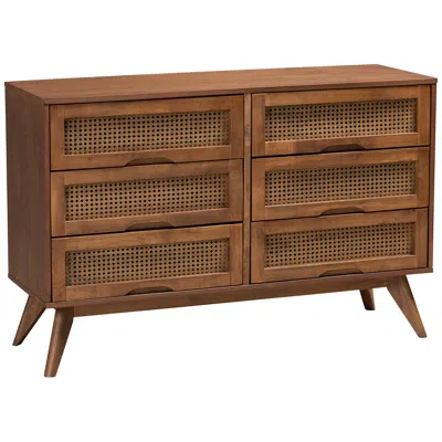 Baxton Studio Barrett 47 1/4"w Walnut Brown 6-drawer Dresser