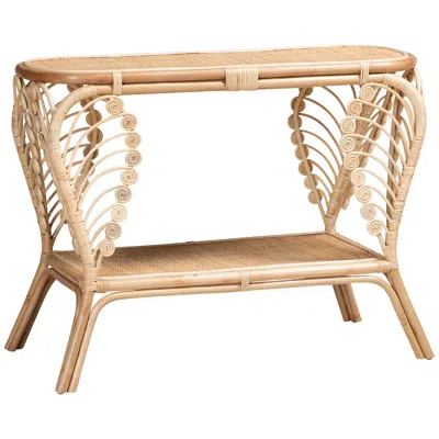 Baxton Studio Bastet 39 1/2" Wide Natural Rattan 2-tier Console Table