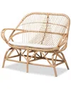 Baxton Studio Jayden Upholstered Rattan Loveseat In White