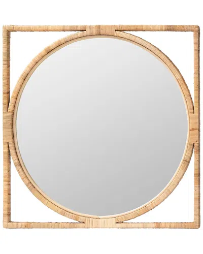 Baxton Studio Bayan Japandi Rattan Wall Mirror In Brown