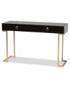 Baxton Studio Beagan Wood And Gold Metal 2-drawer Console Table In Black