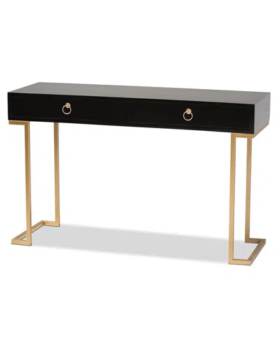 BAXTON STUDIO BAXTON STUDIO BEAGAN WOOD AND GOLD METAL 2-DRAWER CONSOLE TABLE