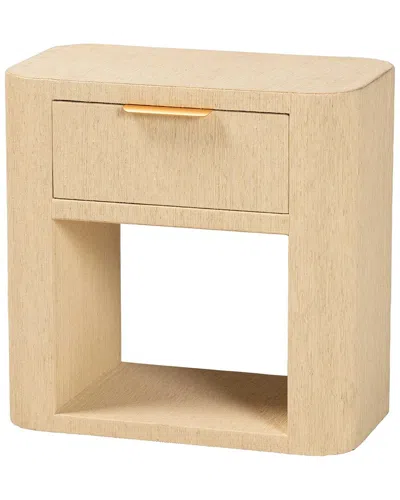 Baxton Studio Beauford Grasscloth 1-drawer Nightstand With Open Shelf In Brown