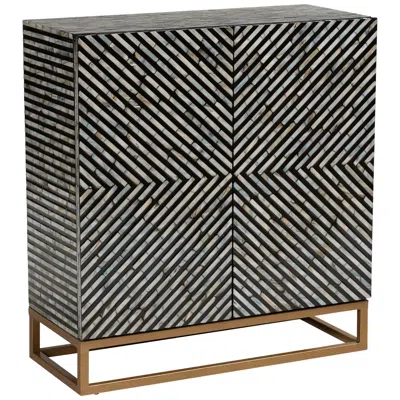 Baxton Studio Belenus 27 1/2" Wide Black And Gray 2-door Storage Cabinet In Brown