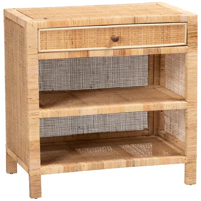 Baxton Studio Bella 30"w Natural Brown Wood Rattan 1-drawer Console Table