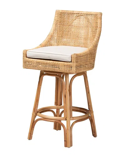 Baxton Studio Bella Modern Bohemian Rattan Bar Stool In Brown