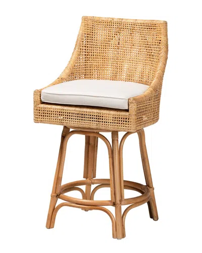 Baxton Studio Bella Modern Bohemian Rattan Counter Stool In Brown
