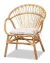 Baxton Studio Benicia Modern Bohemian Rattan Dining Chair In White