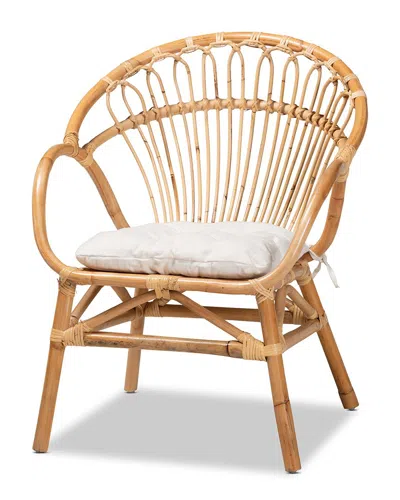 Baxton Studio Benicia Modern Bohemian Rattan Dining Chair In White