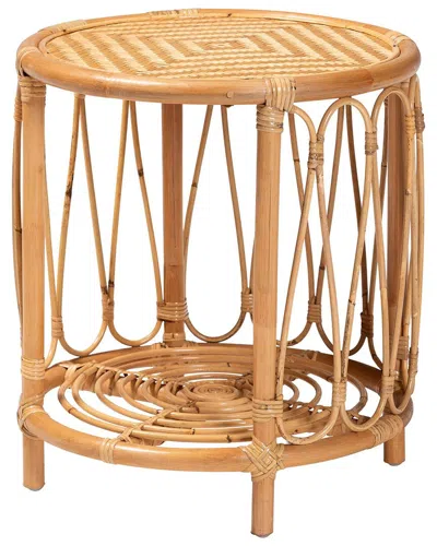 Baxton Studio Berilo Bohemian Rattan End Table In Brown