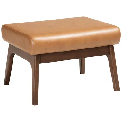 Baxton Studio Bianca Tan Faux Leather Ottoman In Brown