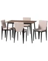 Baxton Studio Bishop Industrial Fabric & Metal 5pc Dining Set In Beige