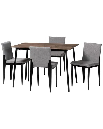 Baxton Studio Bishop Industrial Fabric & Metal 5pc Dining Set In Grey