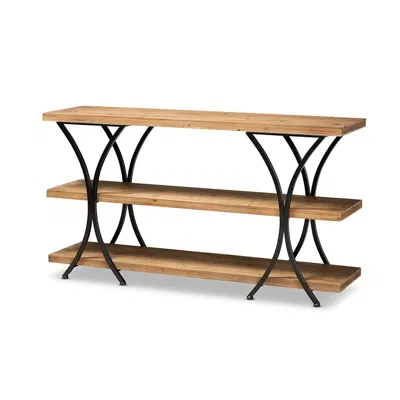 Baxton Studio Terrell Modern 59.8" Rustic And Industrial Finished Wood And Finished Metal Console Table In Natural Brown,black