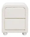Baxton Studio Bonilla Modern White Teddy-bear Fabric & Rubberwood 2-drawer  Nightstand