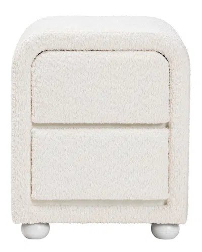 Baxton Studio Bonilla Modern White Teddy-bear Fabric & Rubberwood 2-drawer  Nightstand