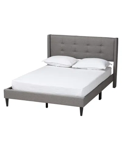 Baxton Studio Boxton Studio Casol 88.4" Fabric Mid-century Queen Platform Bed In Gray