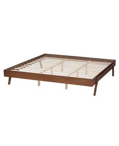 Baxton Studio Boxton Studio Sarita 62.6" Wood Mid-century Design Bed Frame, Queen In Brown