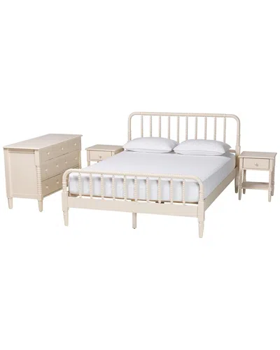 Baxton Studio Braith Farmhouse Spindle Wood 4pc Bedroom Set