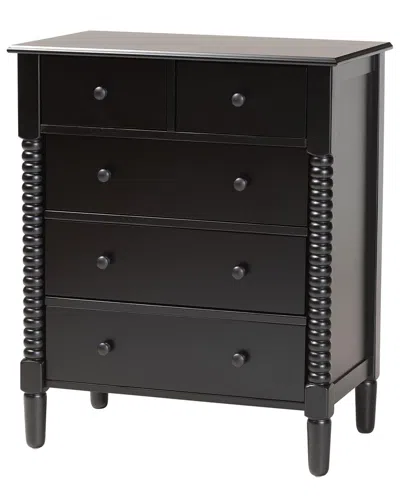 Baxton Studio Braith Farmhouse Spindle Wood 5-drawer Chest