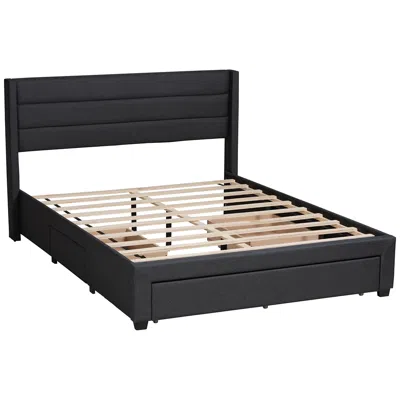 Baxton Studio Braylon Charcoal Gray Fabric Full Size 3-drawer Platform Bed
