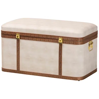 Baxton Studio Brenner Modern Transitional Beige Faux Shagreen Storage Trunk