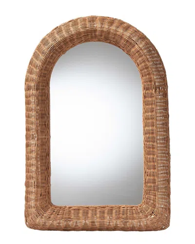 Baxton Studio Brisia Arched Rattan Wall Mirror In Brown