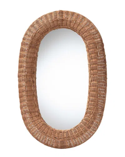 Baxton Studio Brisia Oval Rattan Wall Mirror In Brown
