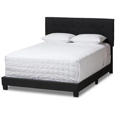 Baxton Studio Brookfield Charcoal Grey Fabric Queen Size Bed
