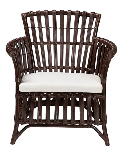 Baxton Studio Brooklyn Bohemian Rattan Arm Chair In Brown
