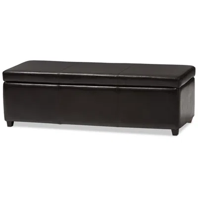 Baxton Studio Brown Faux Leather Bench With Storage