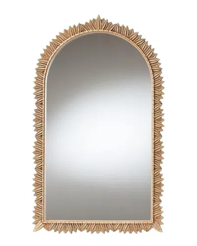 Baxton Studio Caitlin Antique Arch Accent Wall Mirror With Carved Leaf Border