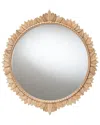 Baxton Studio Caitlin Antique Round Accent Wall Mirror With Carved Leaf Border