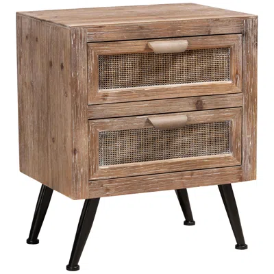 Baxton Studio Calida 19"w Natural Brown 2-drawer Nightstand