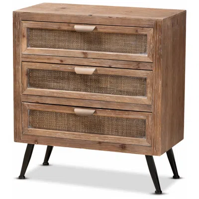 Baxton Studio Calida 27 1/2" Wide Natural Brown 3-drawer Storage Cabinet
