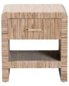 Baxton Studio Callan Bohemian Woven Grasscloth 1-drawer Nightstand