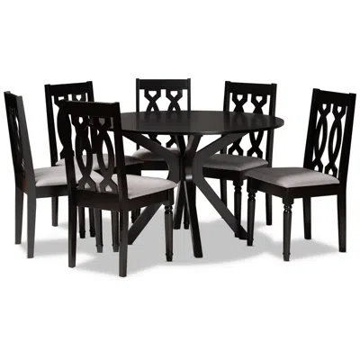 Baxton Studio Callie Dark Brown 7-piece Dining Set