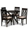 Baxton Studio Tricia Modern And Contemporary Fabric Upholstered 5 Piece Dining Set In Sand