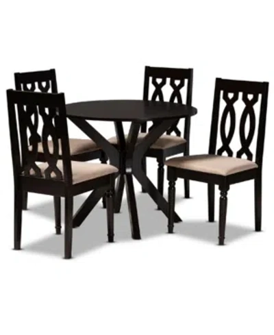 BAXTON STUDIO CALLIE MODERN AND CONTEMPORARY FABRIC UPHOLSTERED 5 PIECE DINING SET